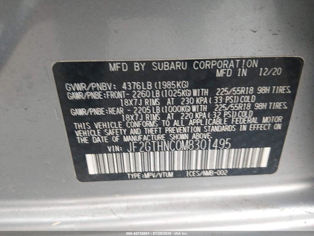 JF2GTHNC0M8301495 2021 SUBARU CROSSTREK photo no. 9