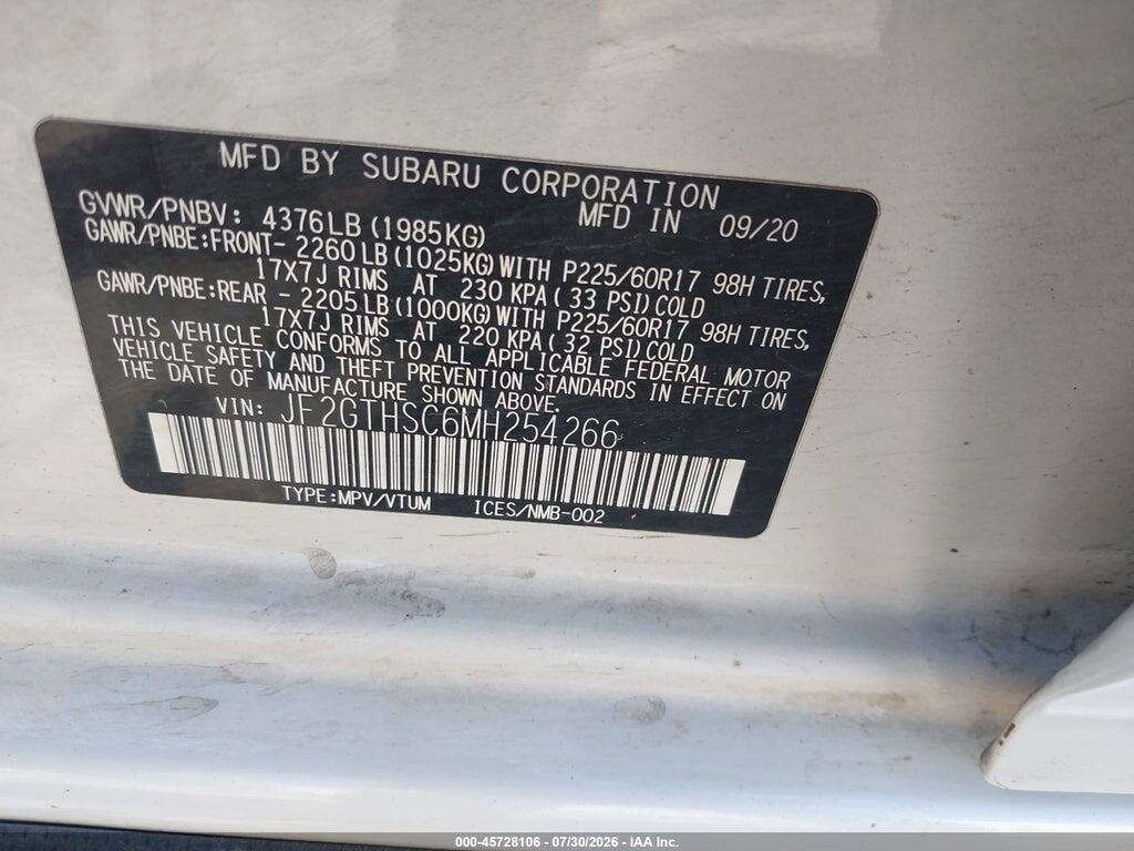 JF2GTHSC6MH254266 2021 SUBARU CROSSTREK photo no. 9