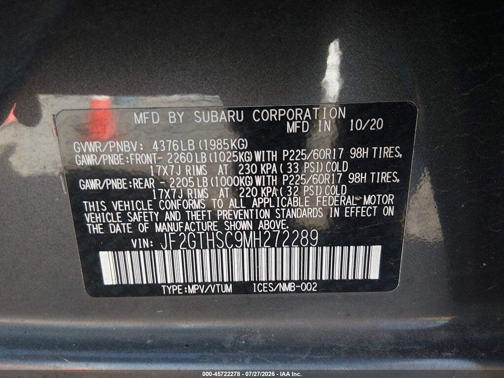 JF2GTHSC9MH272289 2021 SUBARU CROSSTREK photo no. 9