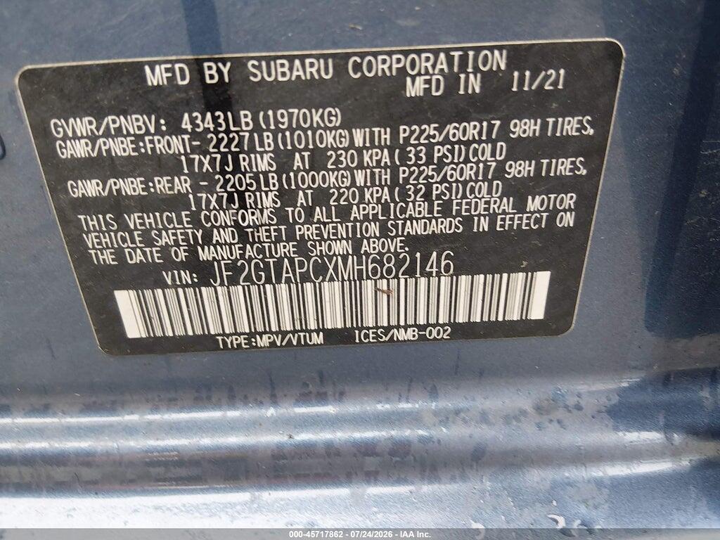 JF2GTAPCXMH682146 2021 SUBARU CROSSTREK photo no. 9