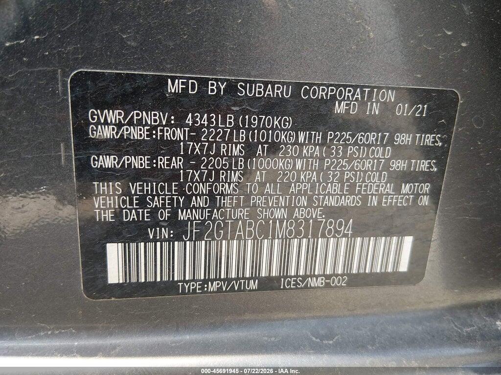 JF2GTABC1M8317894 2021 SUBARU CROSSTREK photo no. 9