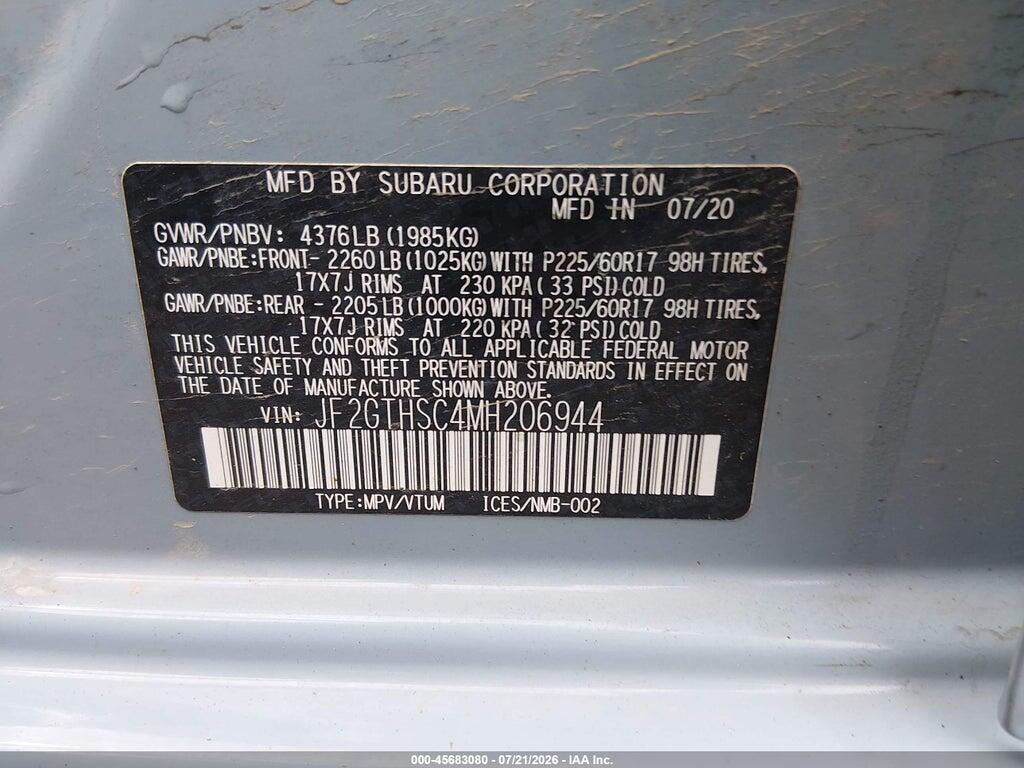 JF2GTHSC4MH206944 2021 SUBARU CROSSTREK photo no. 9
