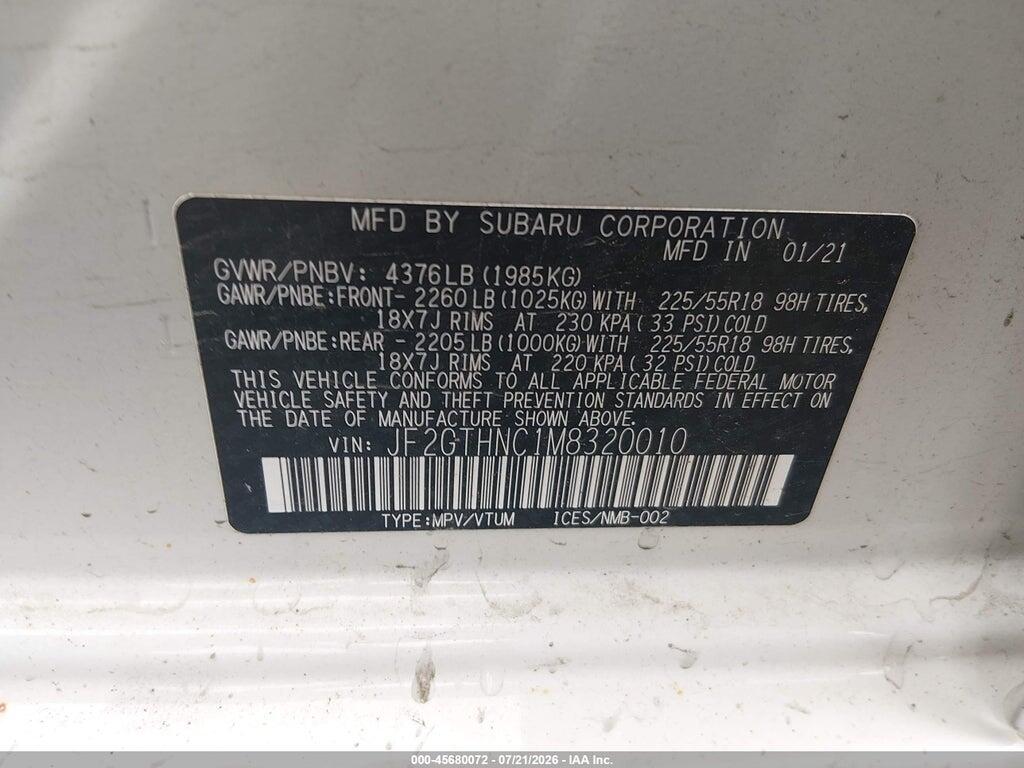 JF2GTHNC1M8320010 2021 SUBARU CROSSTREK photo no. 9