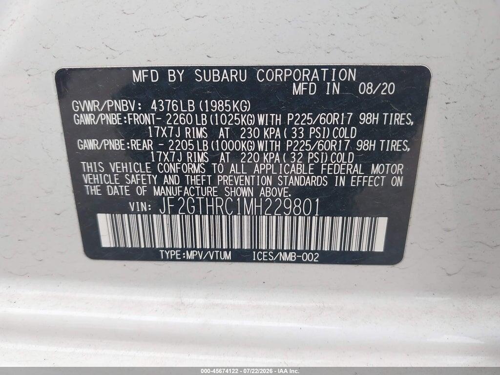 JF2GTHRC1MH229801 2021 SUBARU CROSSTREK photo no. 9