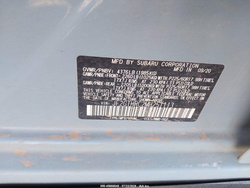 JF2GTHRC2MH251113 2021 SUBARU CROSSTREK photo no. 9