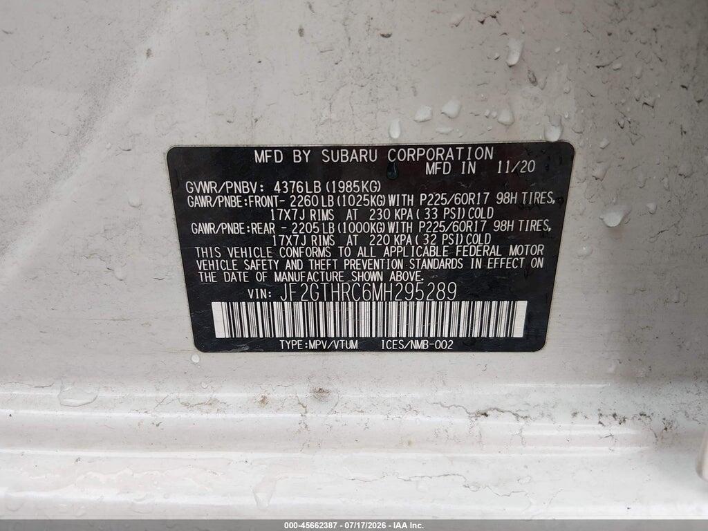 JF2GTHRC6MH295289 2021 SUBARU CROSSTREK photo no. 9