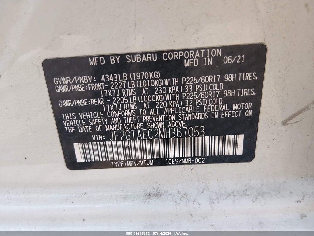 JF2GTAEC2MH367053 2021 SUBARU CROSSTREK photo no. 9