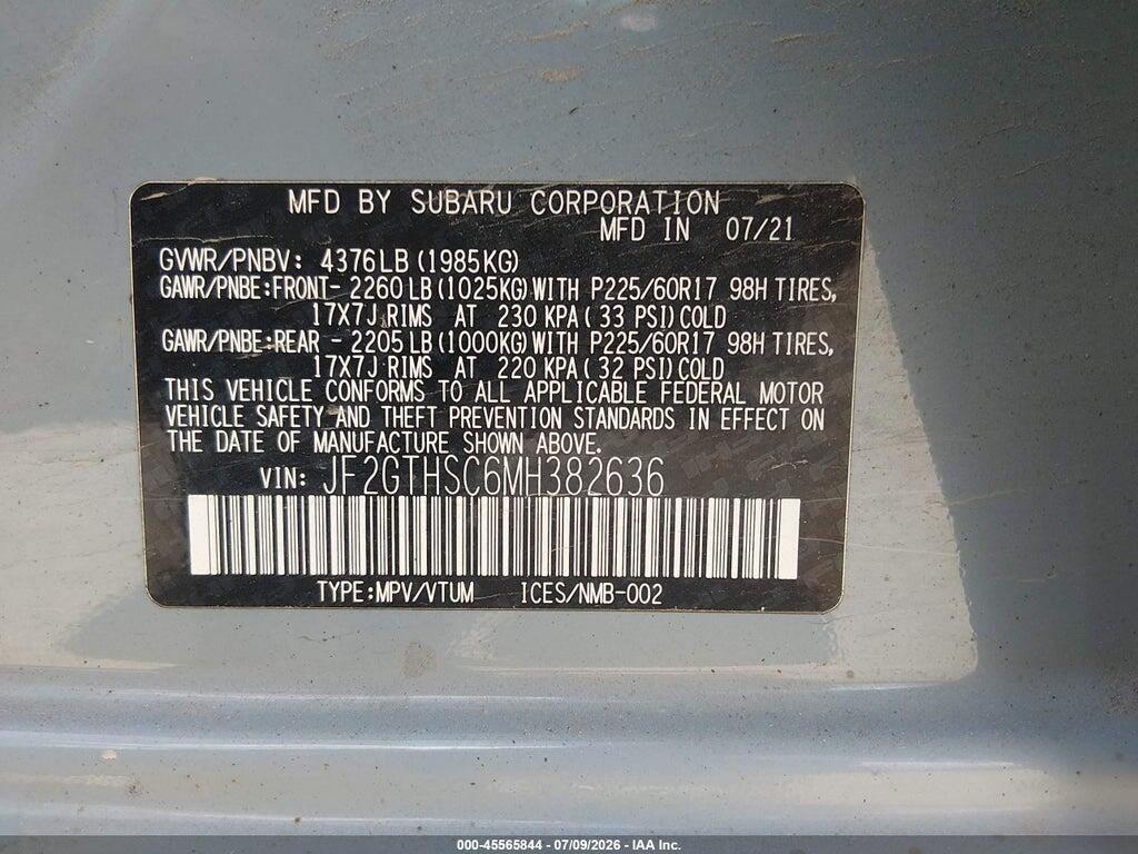 JF2GTHSC6MH382636 2021 SUBARU CROSSTREK photo no. 9