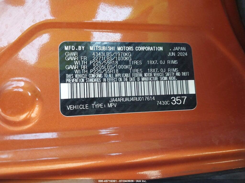 JA4ARUAU4RU017614 2024 MITSUBISHI OUTLANDER SPORT photo no. 9