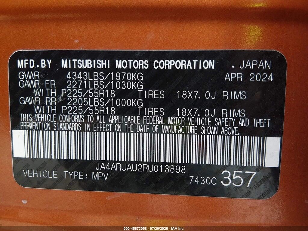 JA4ARUAU2RU013898 2024 MITSUBISHI OUTLANDER SPORT photo no. 9
