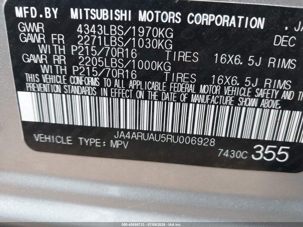 JA4ARUAU5RU006928 2024 MITSUBISHI OUTLANDER SPORT photo no. 9