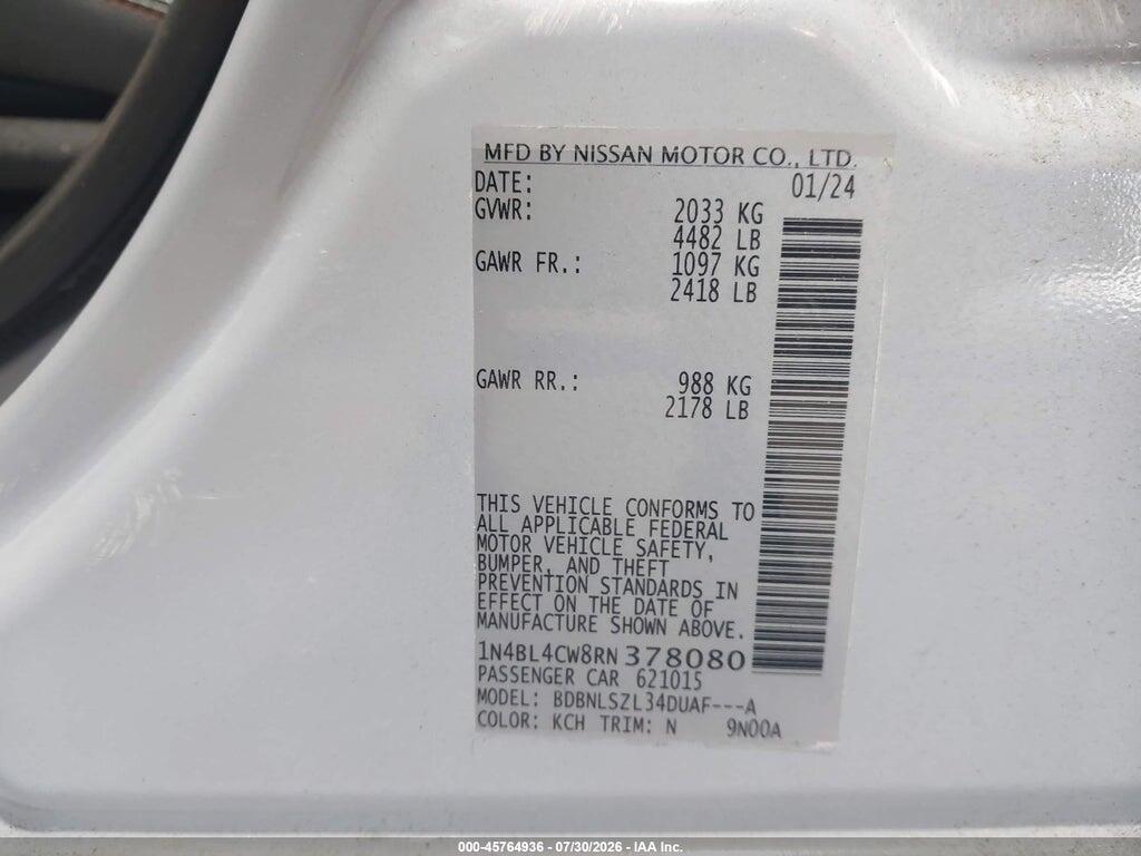 1N4BL4CW8RN378080 2024 NISSAN ALTIMA photo no. 9