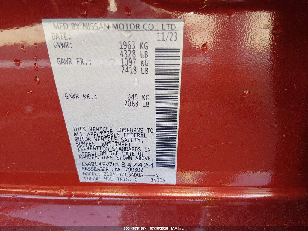 1N4BL4EV7RN347424 2024 NISSAN ALTIMA photo no. 9