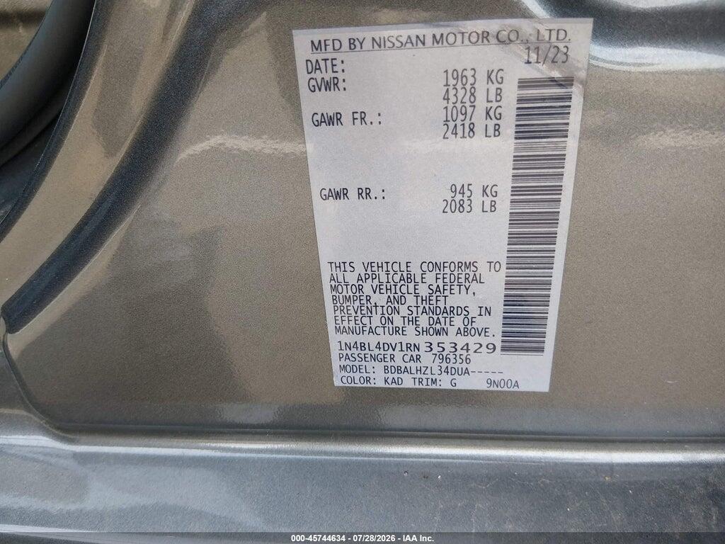 1N4BL4DV1RN353429 2024 NISSAN ALTIMA photo no. 9