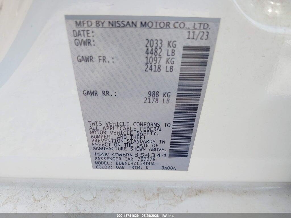 1N4BL4DW8RN354344 2024 NISSAN ALTIMA photo no. 9