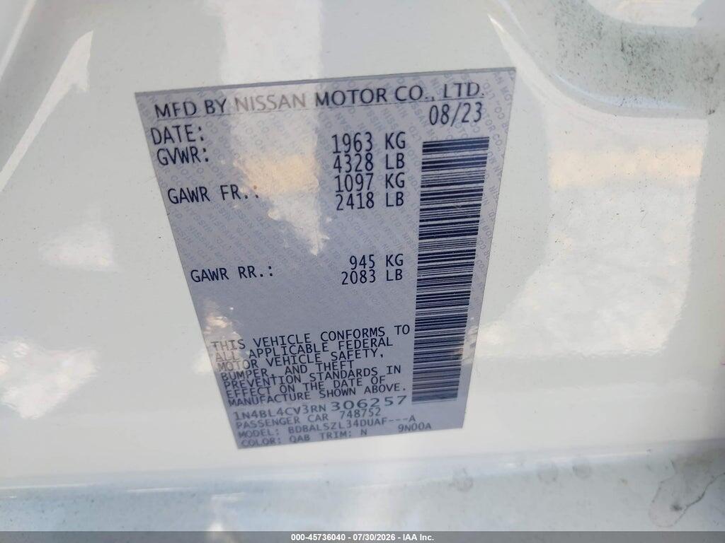 1N4BL4CV3RN306257 2024 NISSAN ALTIMA photo no. 9