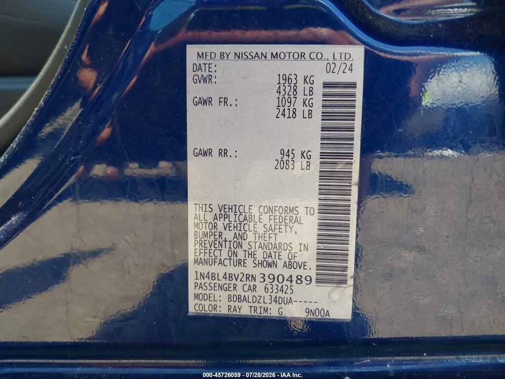 1N4BL4BV2RN390489 2024 NISSAN ALTIMA photo no. 9