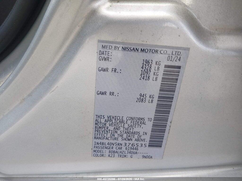 1N4BL4DV5RN376535 2024 NISSAN ALTIMA photo no. 9