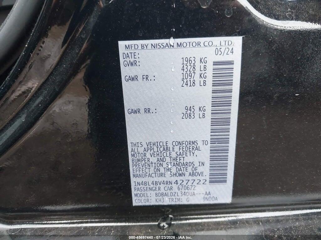 1N4BL4BV4RN427722 2024 NISSAN ALTIMA photo no. 9