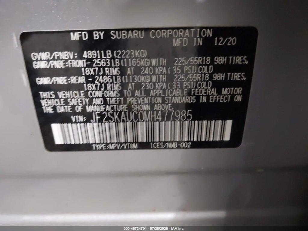 JF2SKAUC0MH477985 2021 SUBARU FORESTER photo no. 9