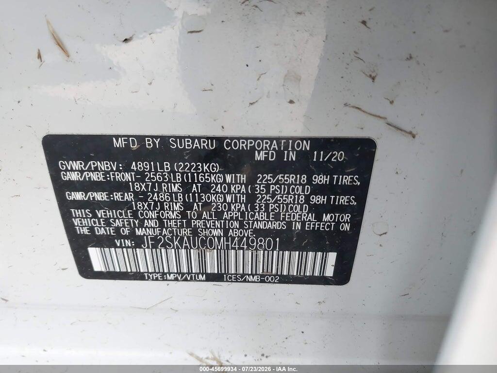 JF2SKAUC0MH449801 2021 SUBARU FORESTER photo no. 9