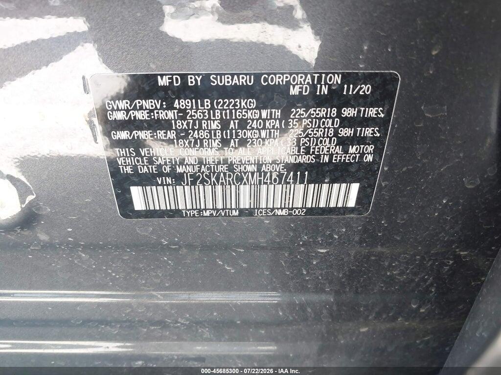 JF2SKARCXMH467411 2021 SUBARU FORESTER photo no. 9