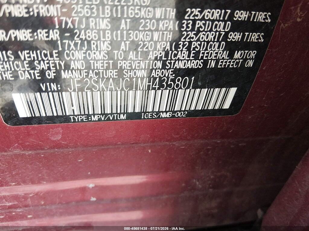 JF2SKAJC1MH435801 2021 SUBARU FORESTER photo no. 9