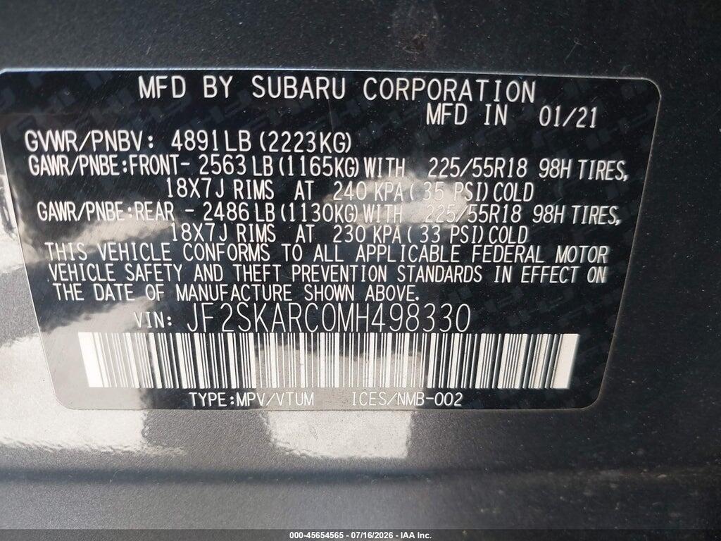 JF2SKARC0MH498330 2021 SUBARU FORESTER photo no. 9