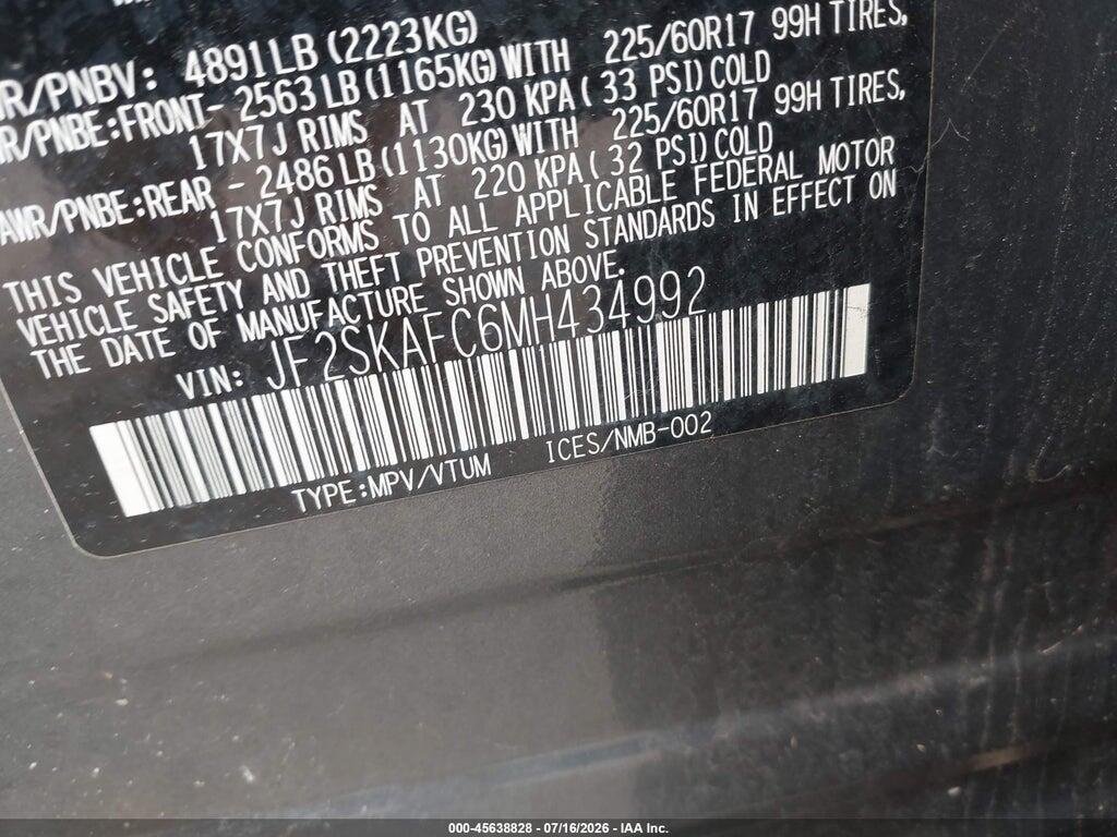 JF2SKAFC6MH434992 2021 SUBARU FORESTER photo no. 9