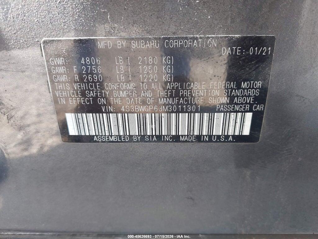 4S3BWGP63M3011301 2021 SUBARU LEGACY photo no. 9
