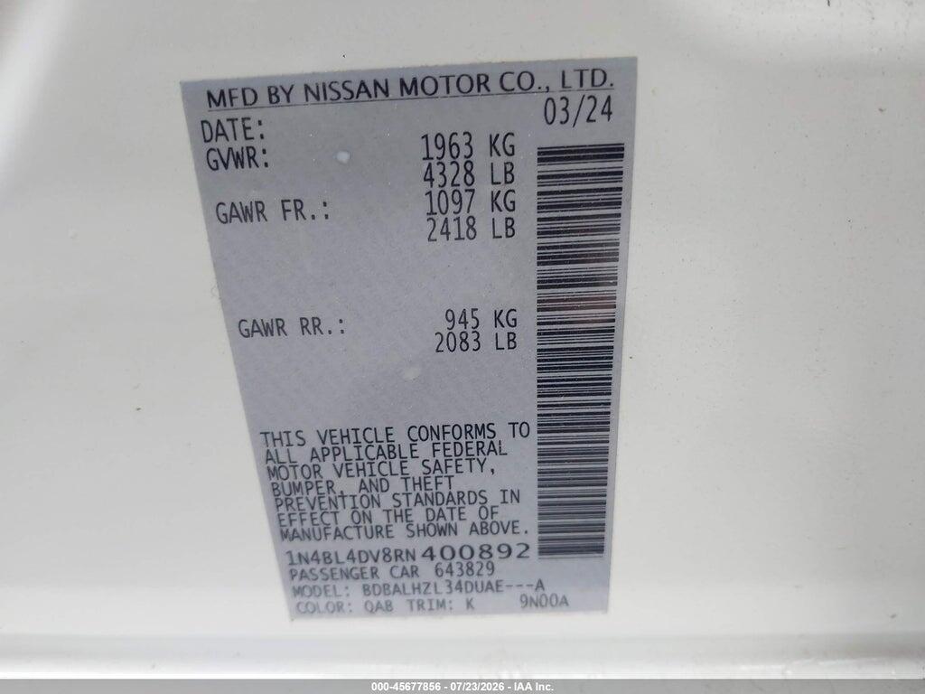 1N4BL4DV8RN400892 2024 NISSAN ALTIMA photo no. 9