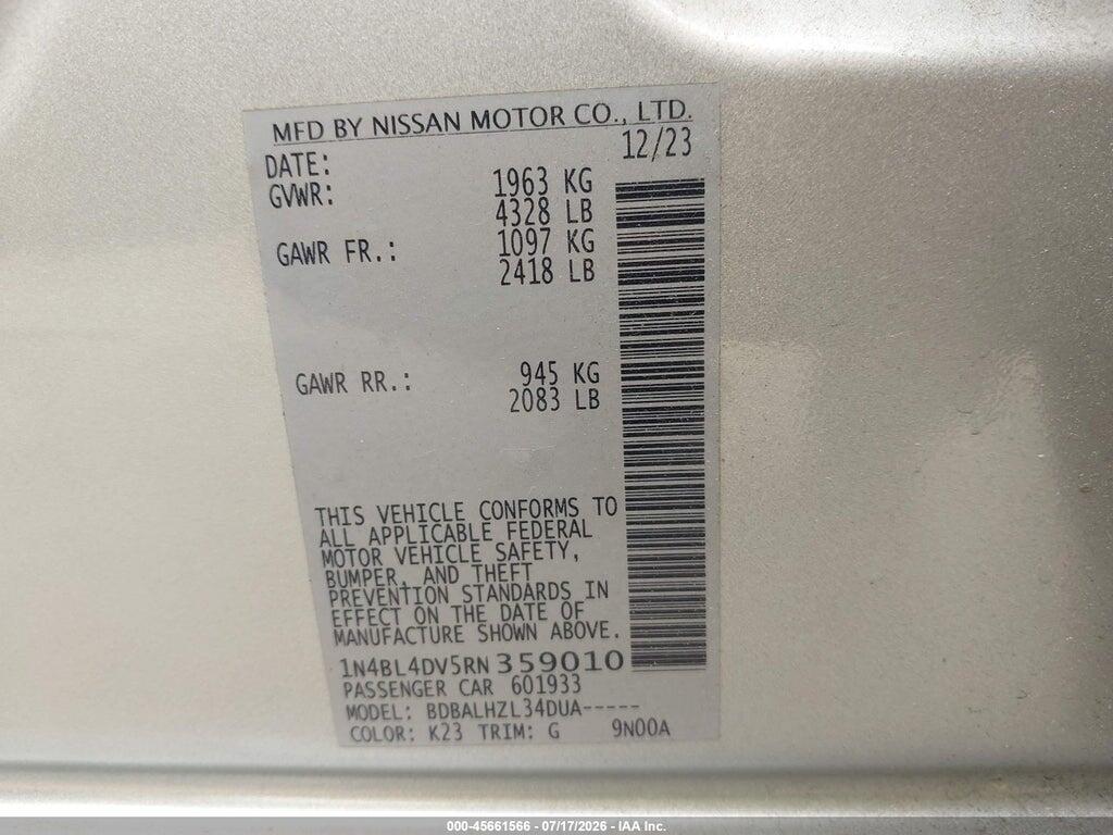 1N4BL4DV5RN359010 2024 NISSAN ALTIMA photo no. 9
