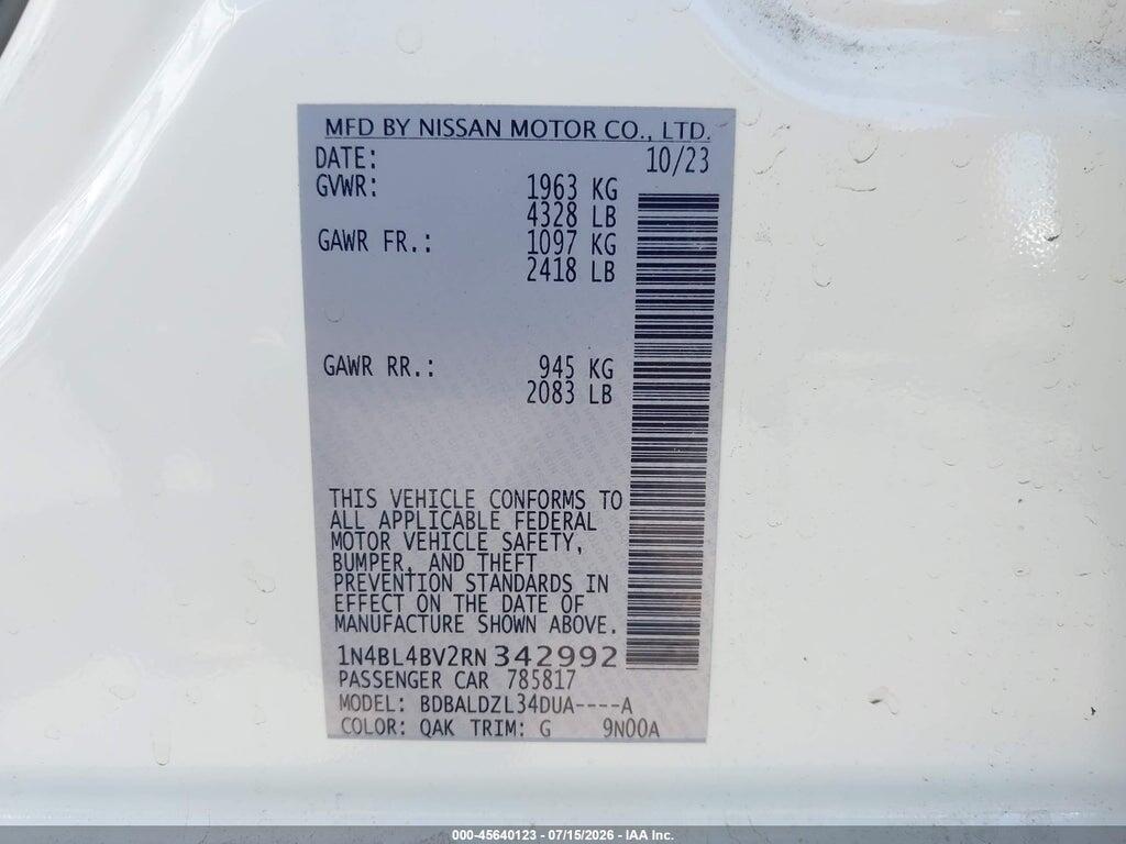 1N4BL4BV2RN342992 2024 NISSAN ALTIMA photo no. 9
