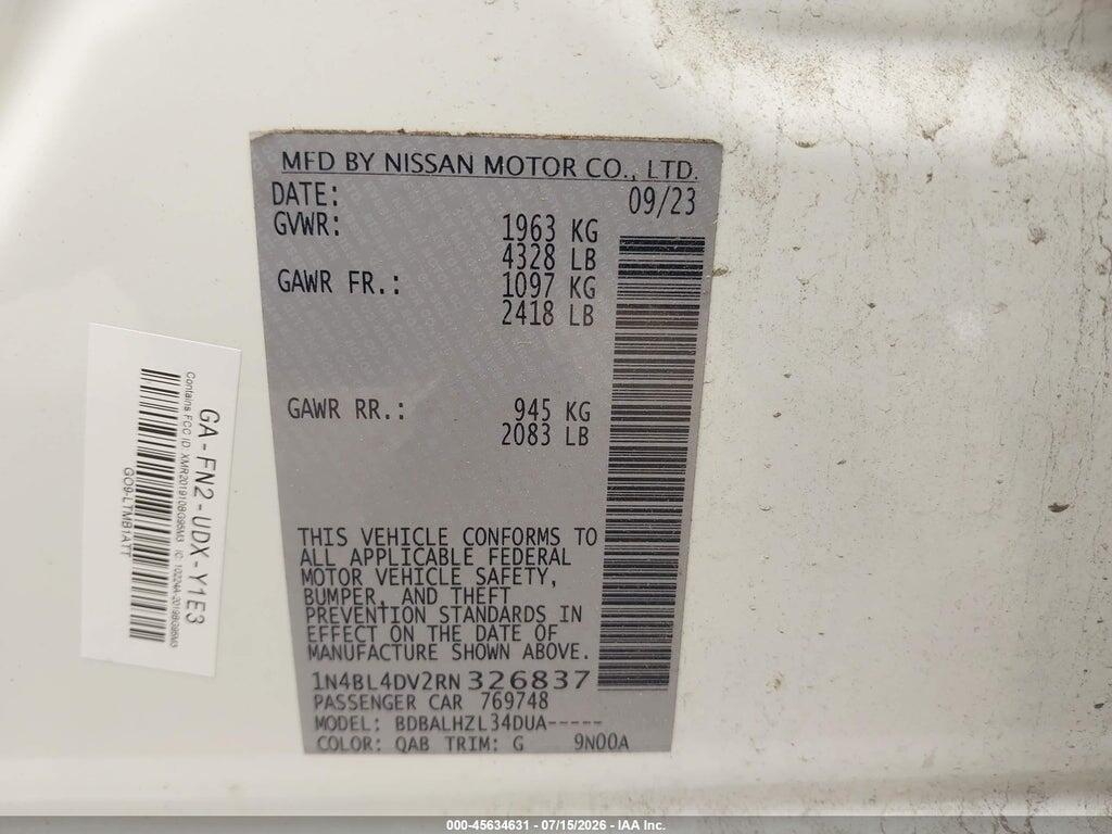 1N4BL4DV2RN326837 2024 NISSAN ALTIMA photo no. 9