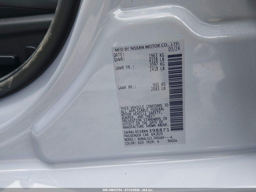 1N4BL4CV8RN398871 2024 NISSAN ALTIMA photo no. 9