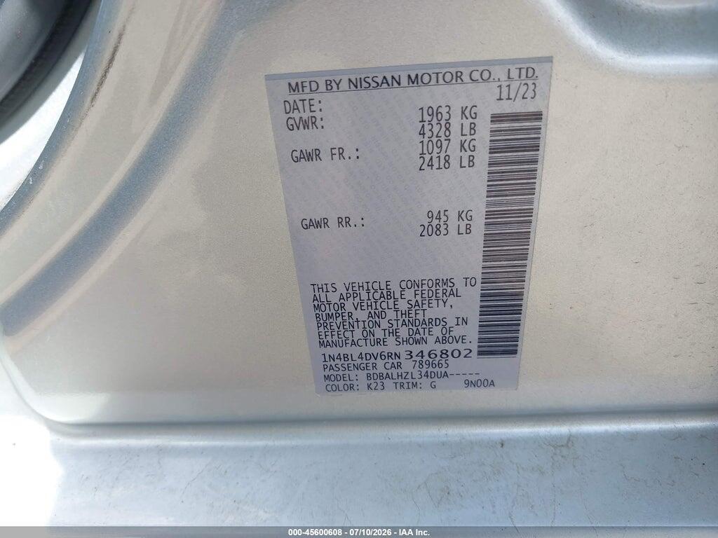 1N4BL4DV6RN346802 2024 NISSAN ALTIMA photo no. 9