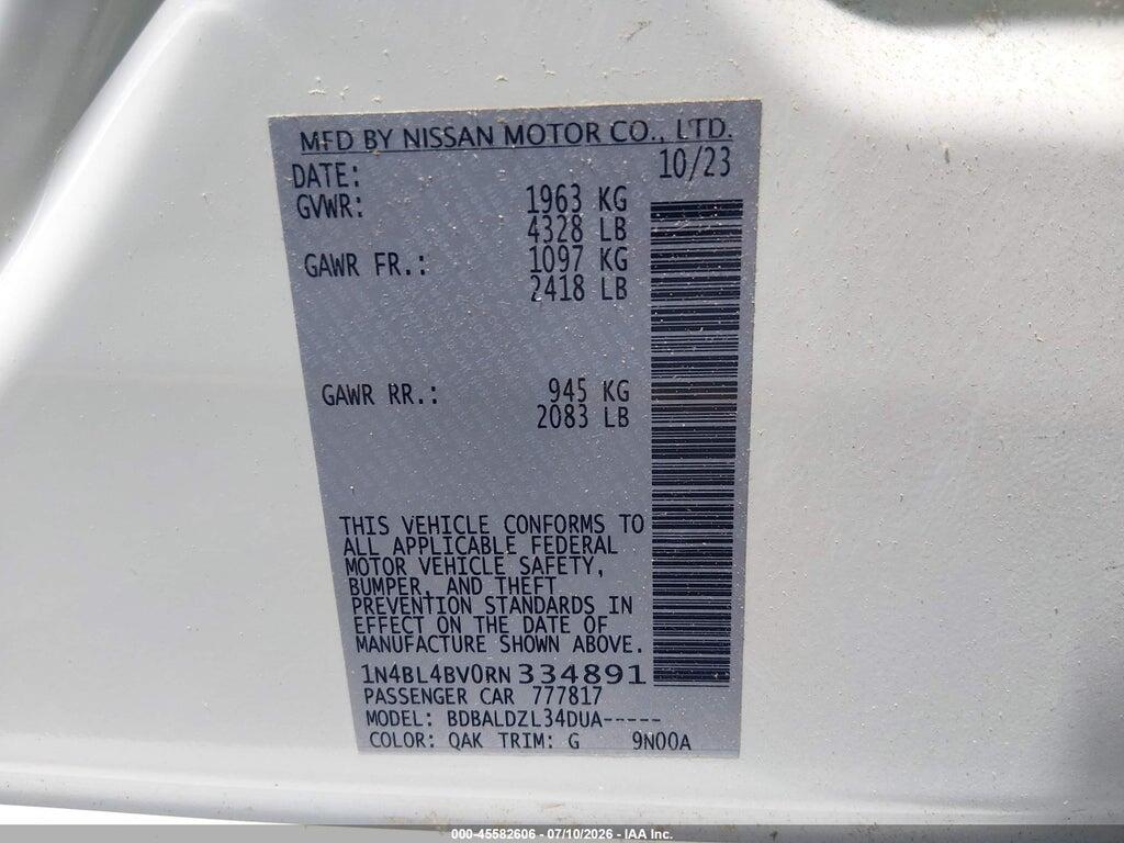 1N4BL4BV0RN334891 2024 NISSAN ALTIMA photo no. 9