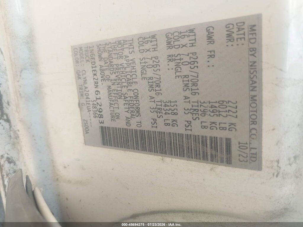 1N6ED1EK2RN612983 2024 NISSAN FRONTIER photo no. 9