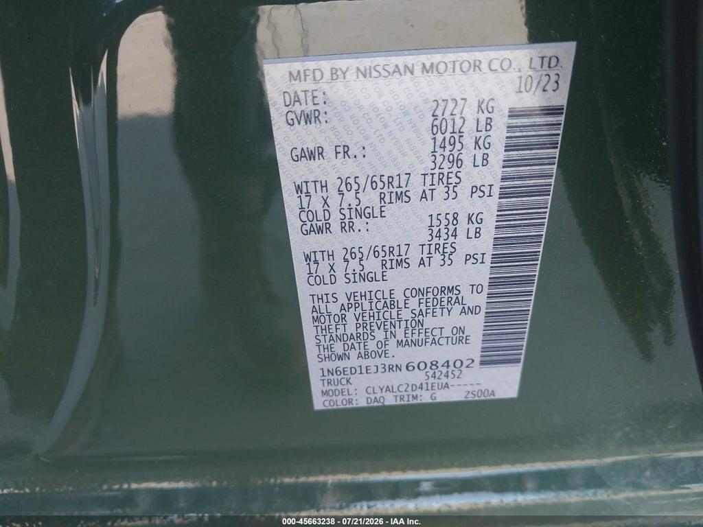 1N6ED1EJ3RN608402 2024 NISSAN FRONTIER photo no. 9