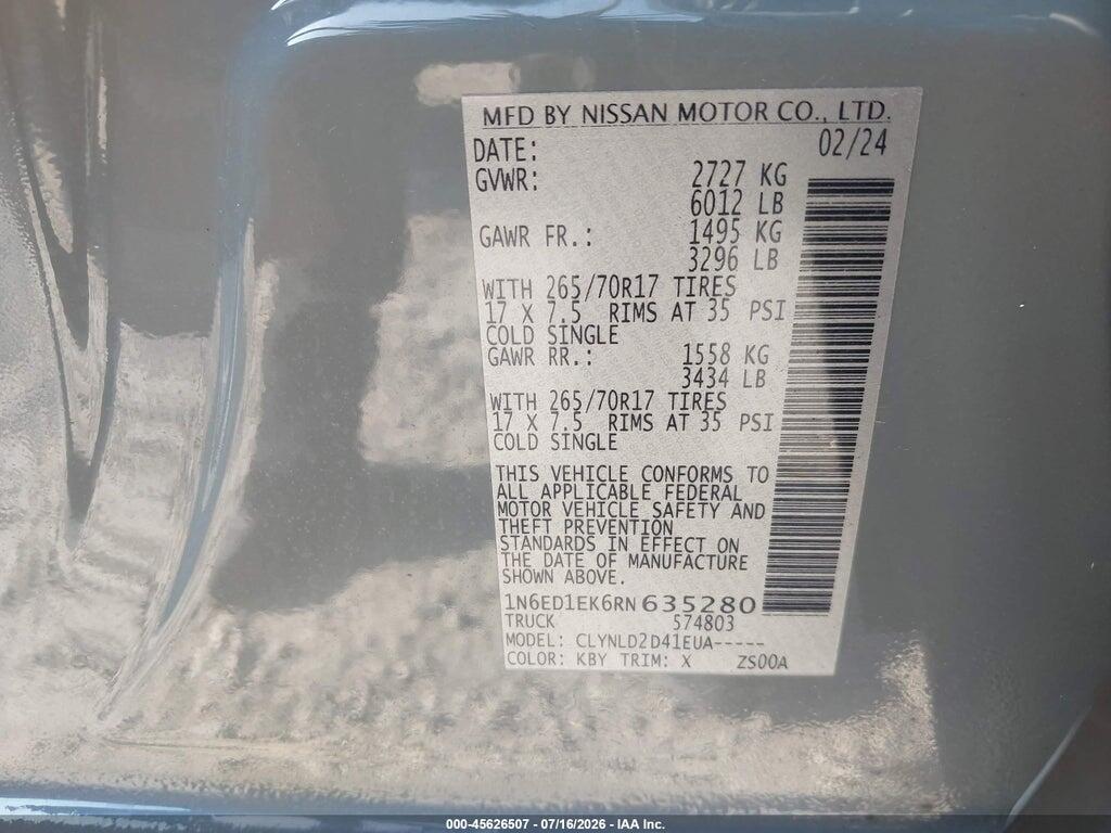 1N6ED1EK6RN635280 2024 NISSAN FRONTIER photo no. 9