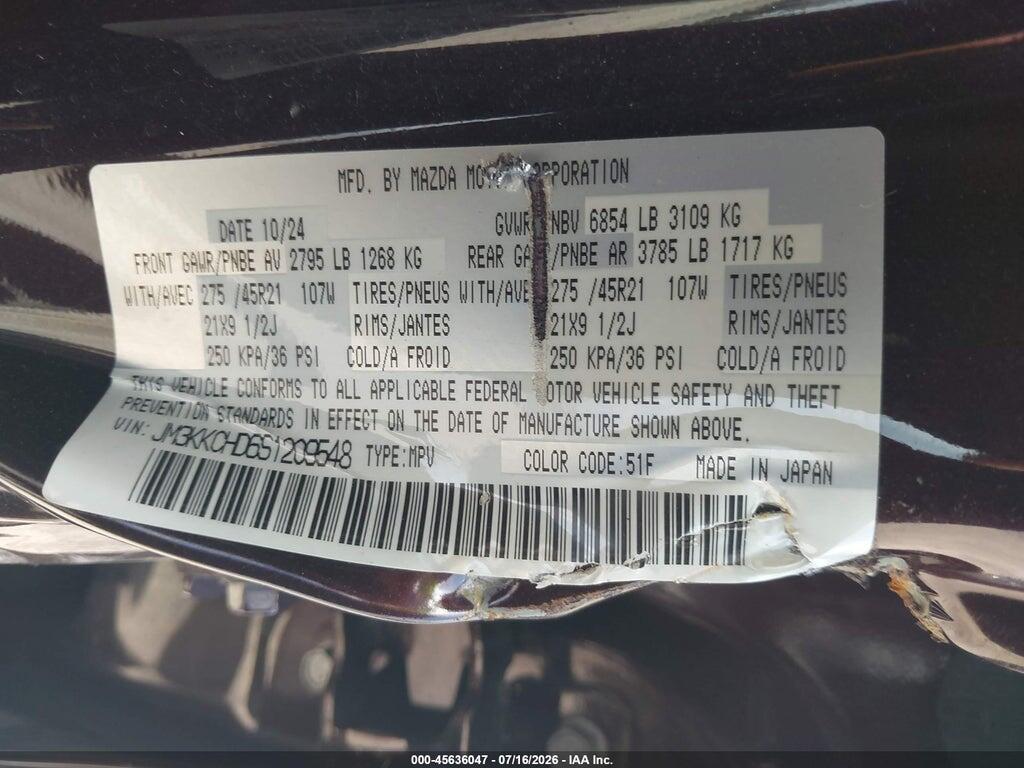 JM3KKCHD6S1209548 2025 MAZDA CX-90 photo no. 9