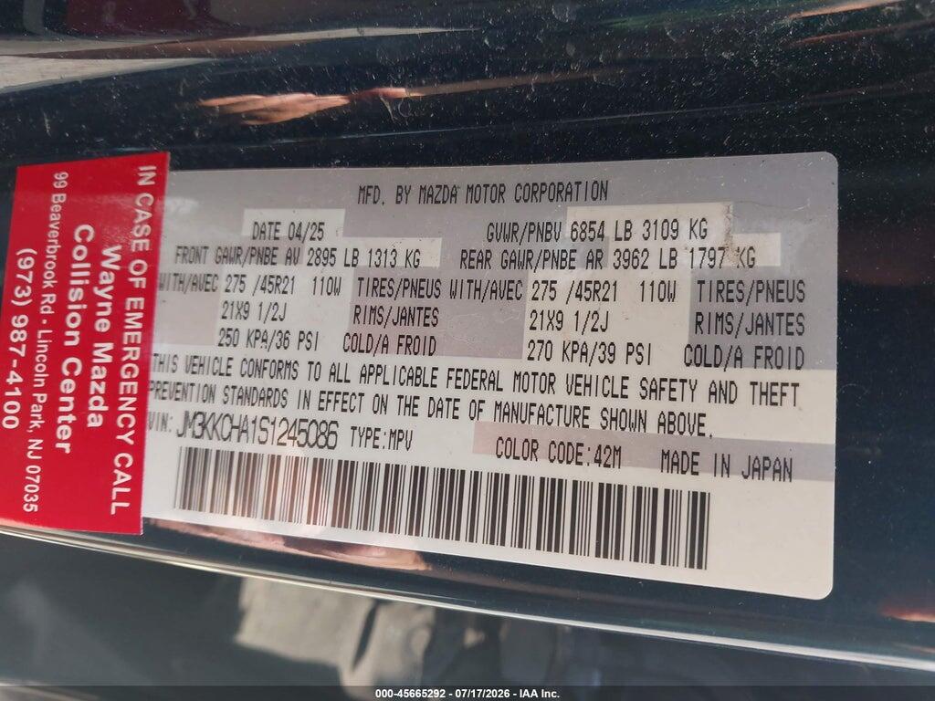 JM3KKCHA1S1245086 2025 MAZDA CX-90 PHEV photo no. 9