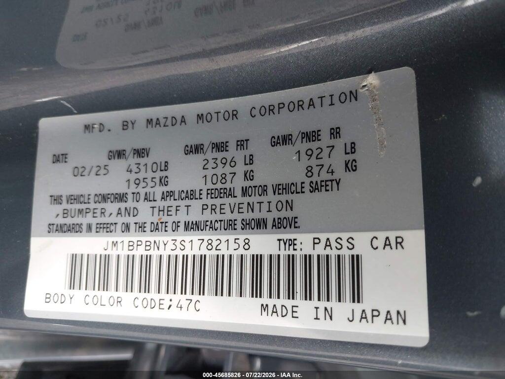JM1BPBNY3S1782158 2025 MAZDA MAZDA3 photo no. 9