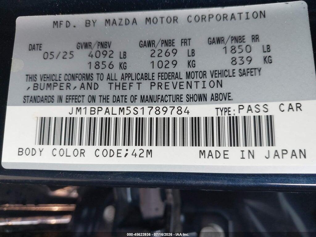 JM1BPALM5S1789784 2025 MAZDA MAZDA3 photo no. 9