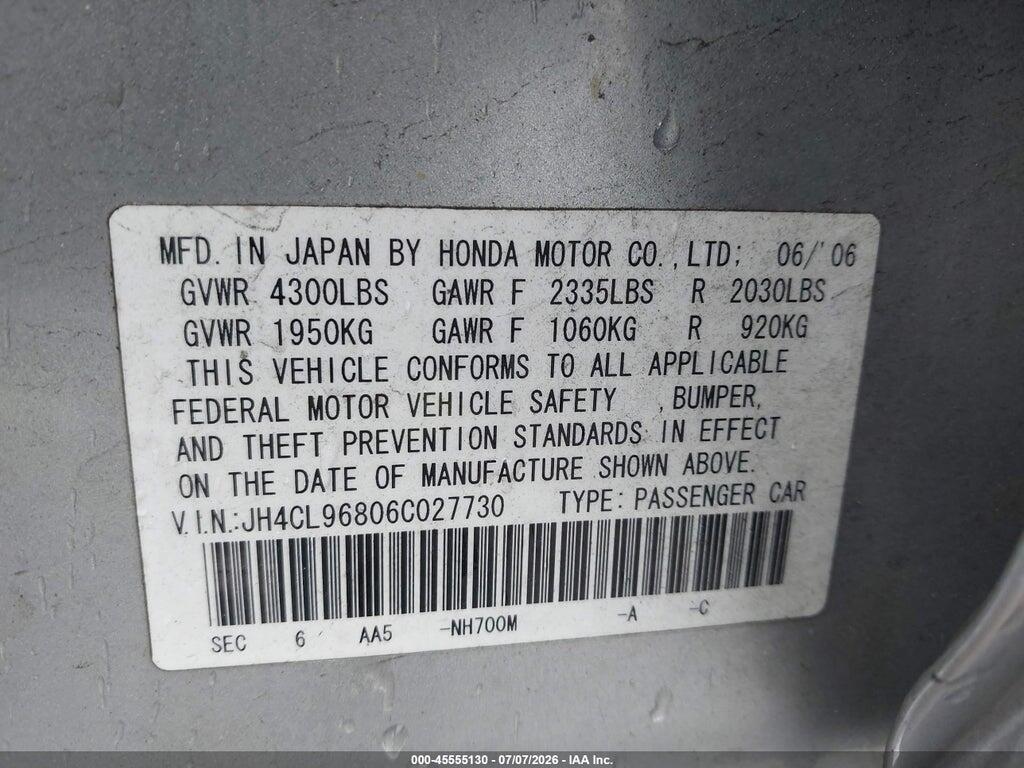 JH4CL96806C027730 2006 ACURA TSX photo no. 9