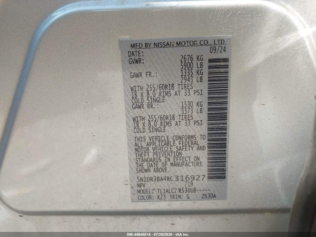 5N1DR3BA4RC316927 2024 NISSAN PATHFINDER photo no. 9