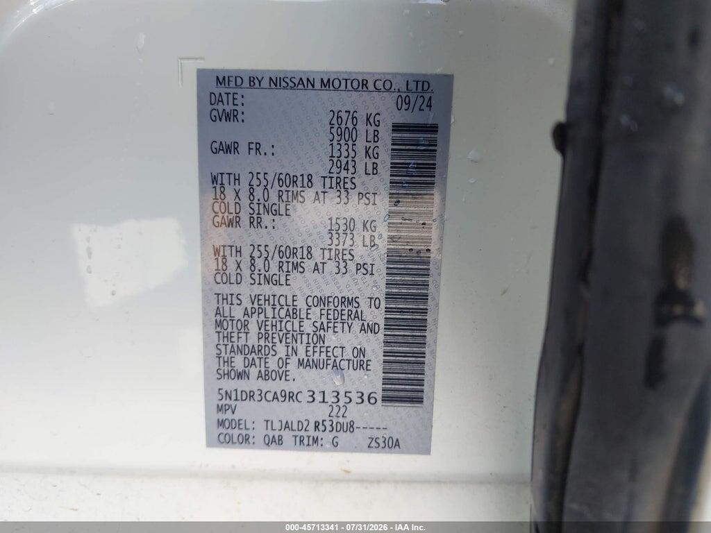 5N1DR3CA9RC313536 2024 NISSAN PATHFINDER photo no. 9