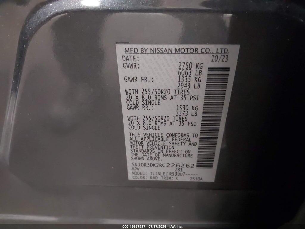 5N1DR3DK2RC226262 2024 NISSAN PATHFINDER photo no. 9