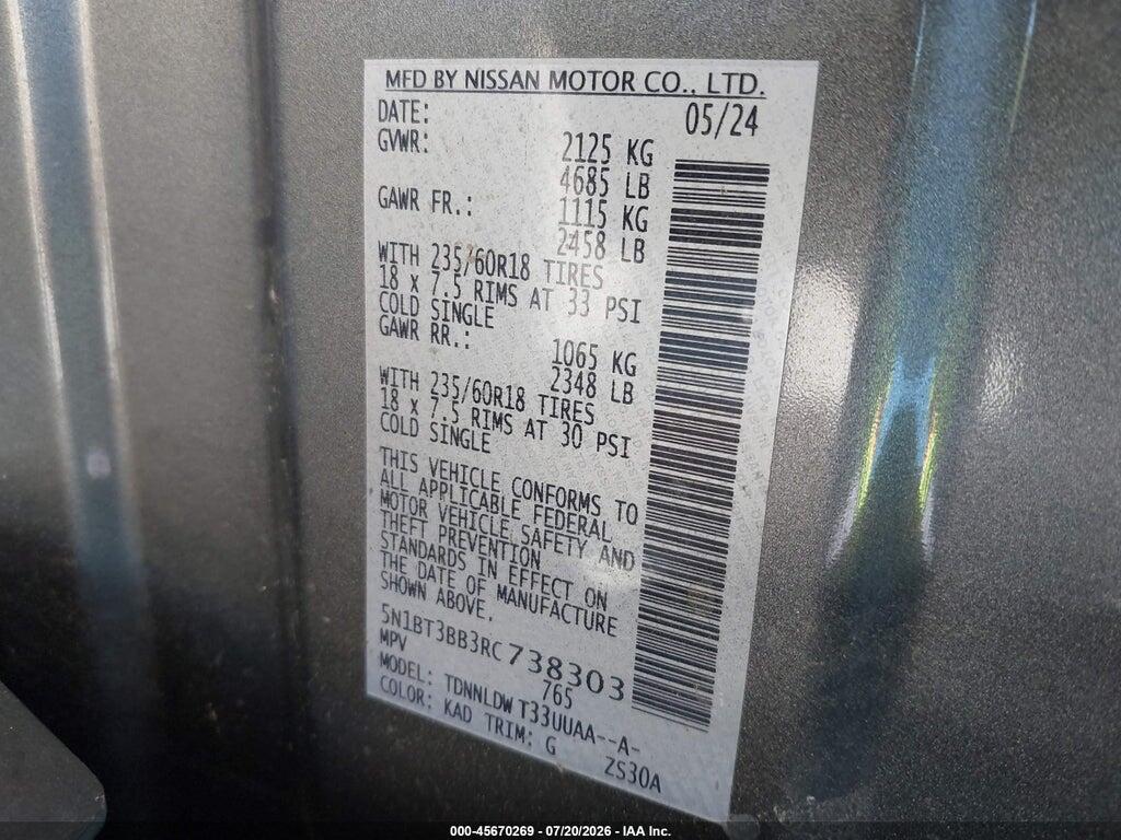 5N1BT3BB3RC738303 2024 NISSAN ROGUE photo no. 9