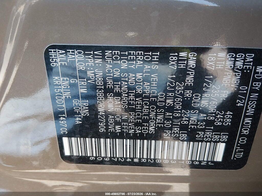 JN8BT3BB2RW427906 2024 NISSAN ROGUE photo no. 9
